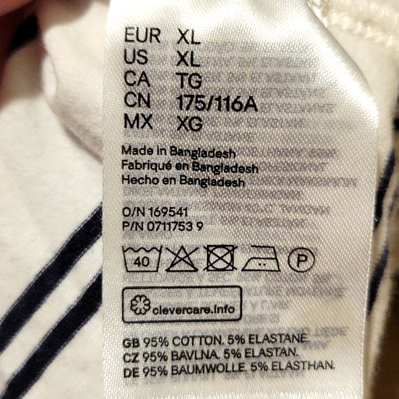 H&M : White and Navy Double Stripe LS Tee XL - Picture 4 of 4